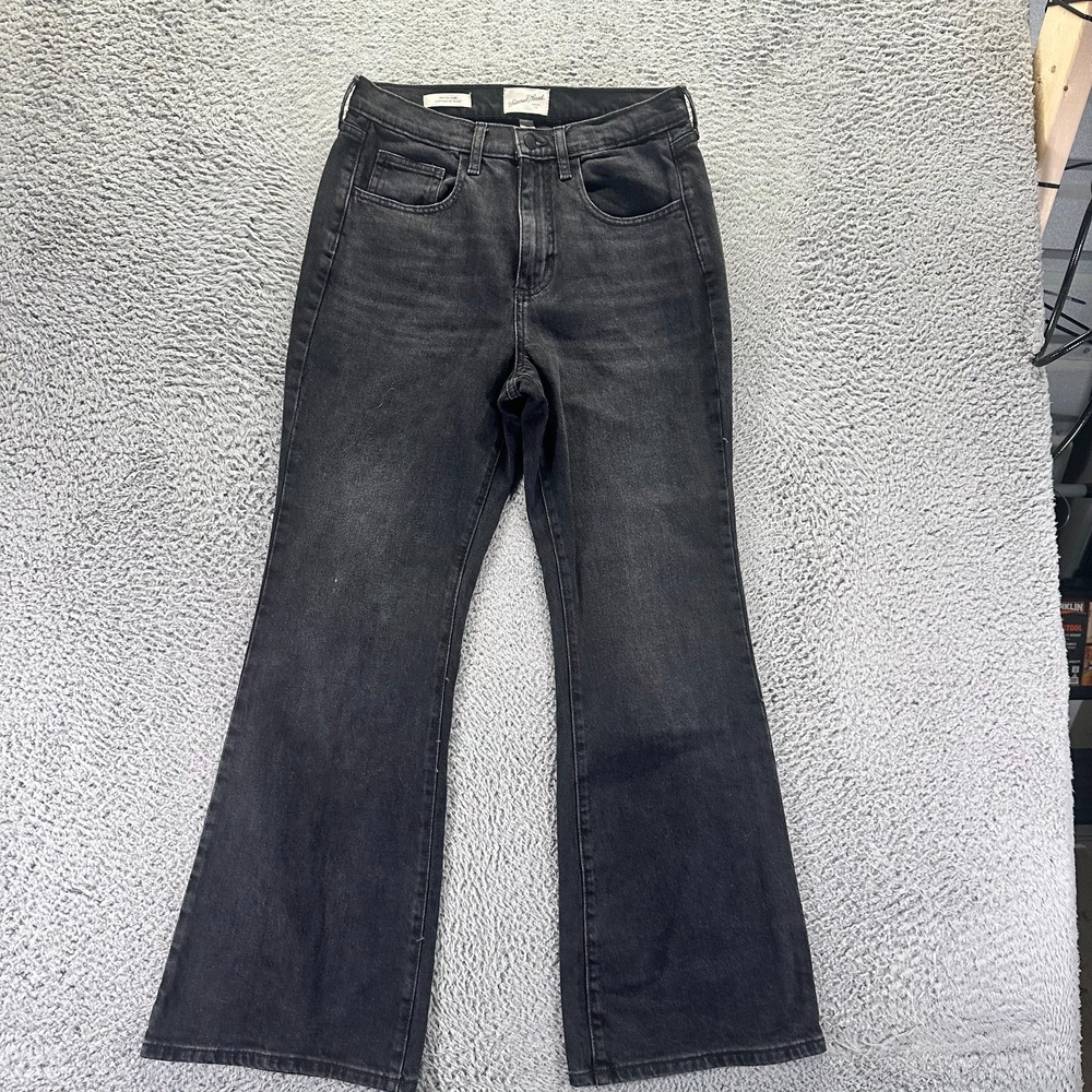Universal Thread Jeans Womens 8 Black Cotton Denim Flared Curvy Faded Stretch